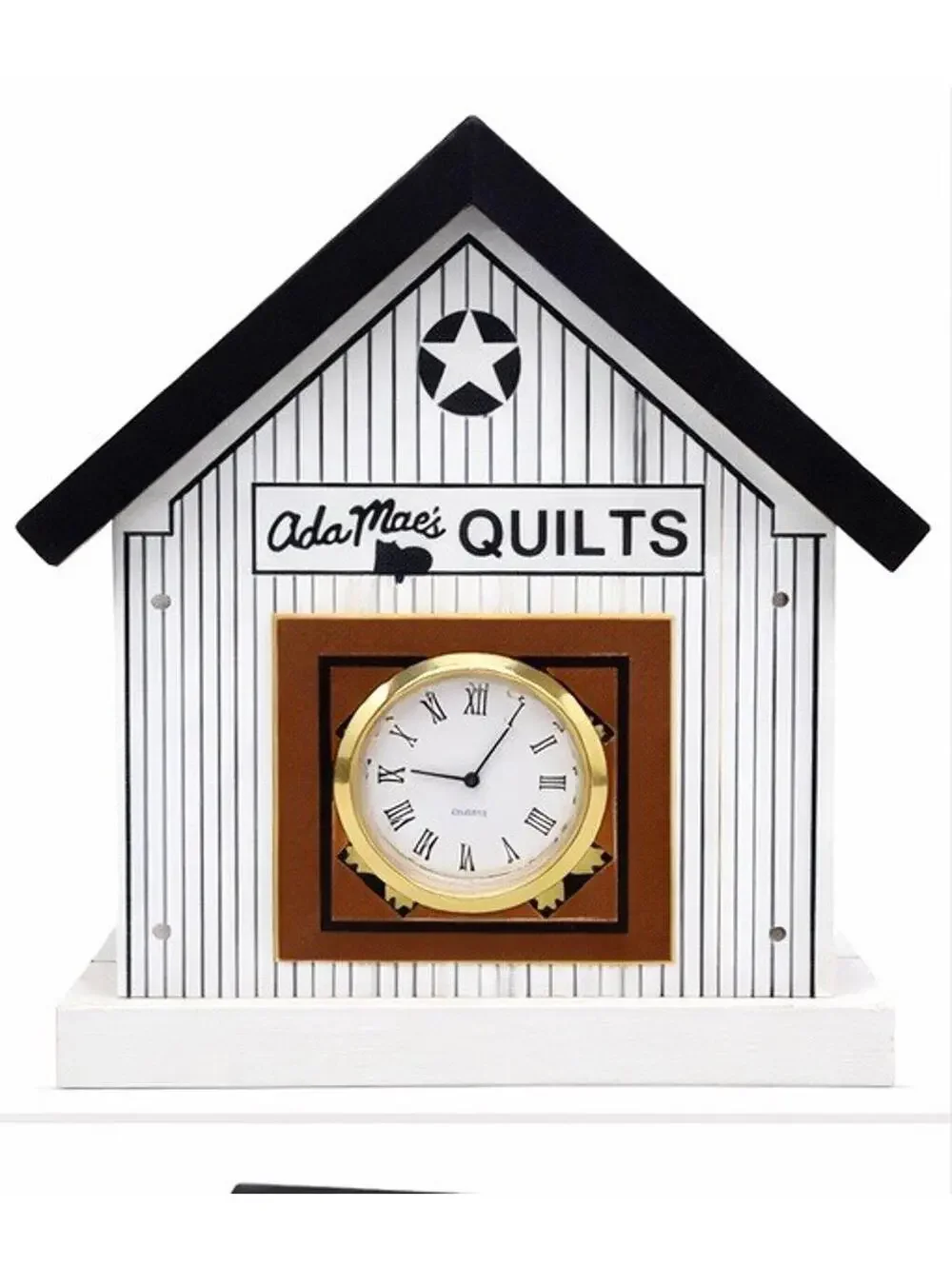 Vintage Cats Meow 3D Wood Barn Clock 1991 Ada Mae Quilt Amish Shelf Sitter